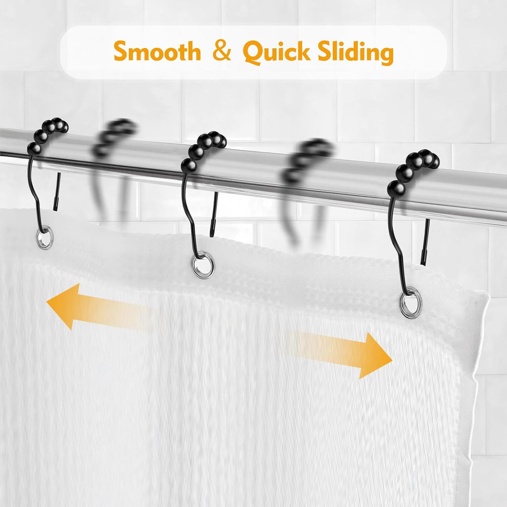 12 PCS Shower Curtain Hooks, Practical Black Shower Curtain Hooks