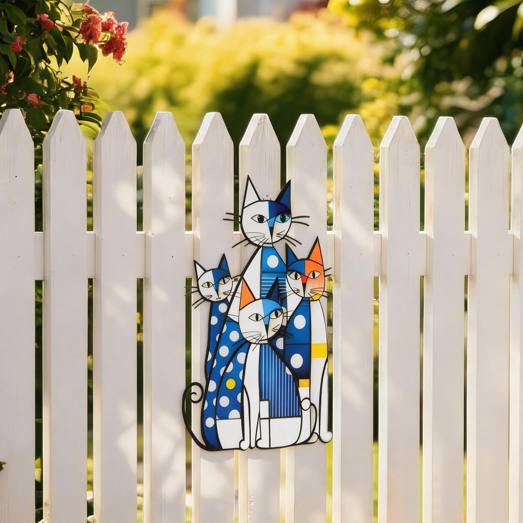 USJOK Metal Cat Wall Art 16" Modern Abstract Geometric Cat Wall Sculpture