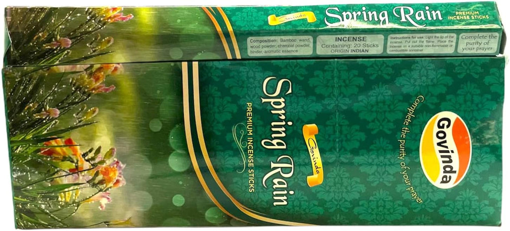Govinda Incense - 120 Incense Sticks, Premium Incense, Masala Coated (Spring Rain)