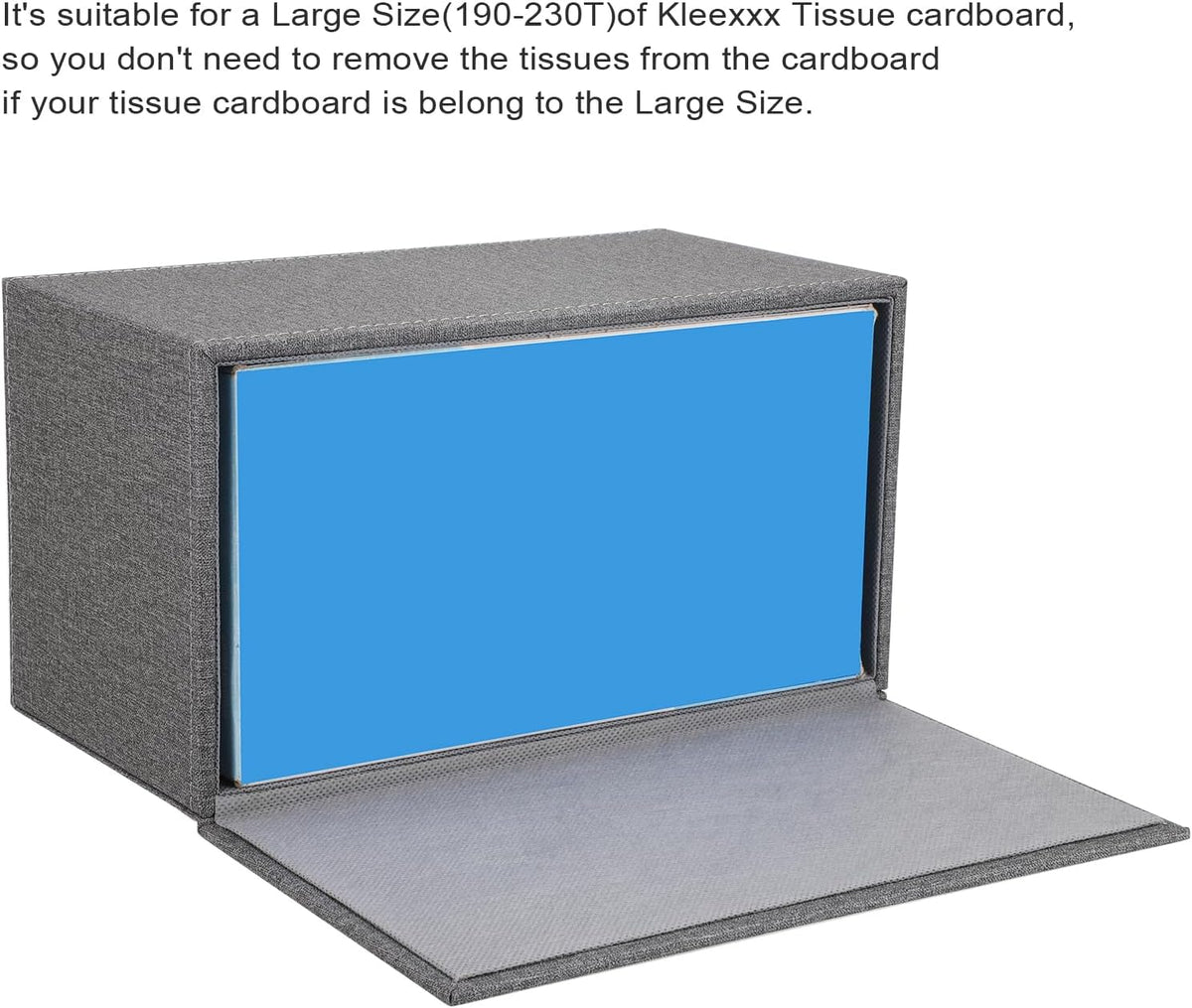 Sumnacon Tissue Box Cover Rectangular Tissue Box Holder Linen Tissue Box with Magnetic Bottom Decorative Grey Tissue Box for Bathroom Toilet Living Room Table Desk Office Car, Large (Pack of 2)