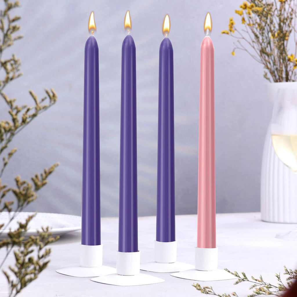 4 Pack Advent Taper Candles Set, 10-Inch Premium Hand-Dipped Unscented Christmas Advent Candles - Perfect for Holidays, Seasonal Celebrations, Church Services, and Parties.