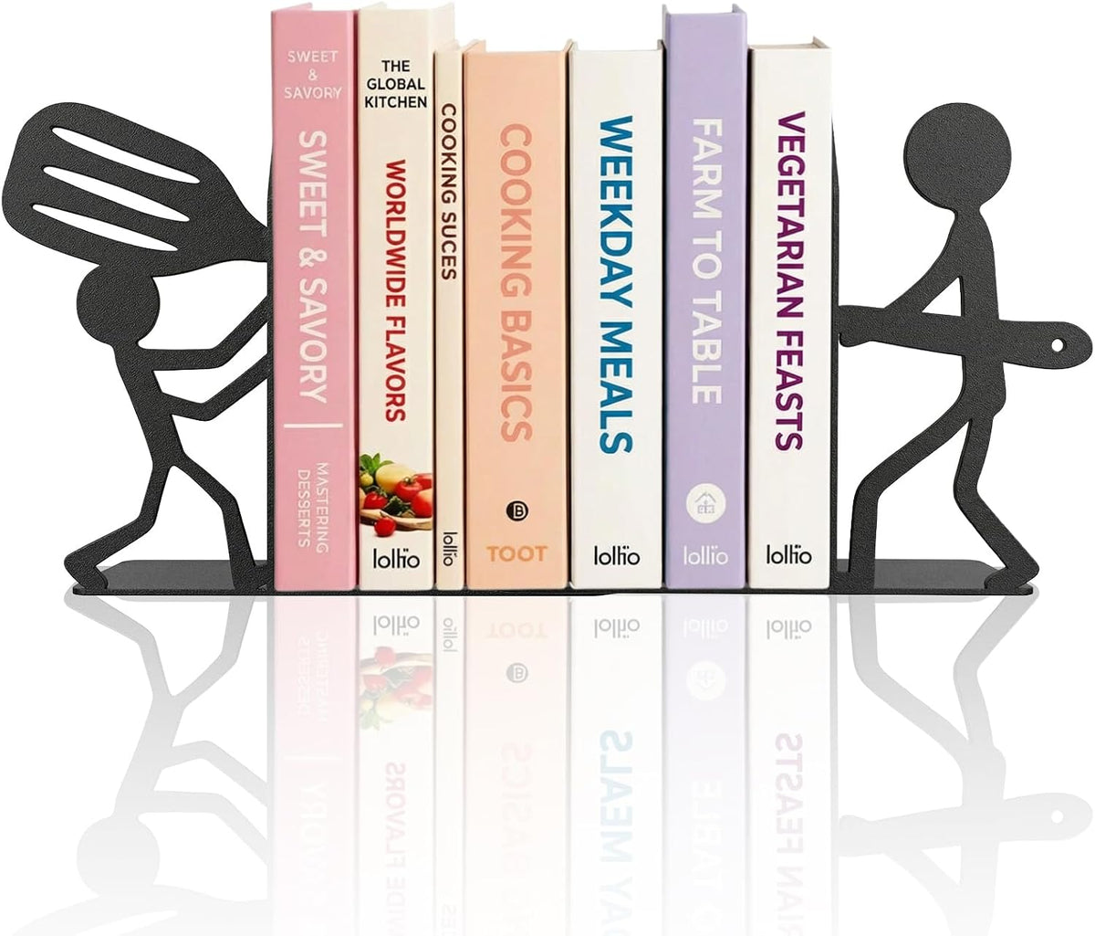 ENCIMART People Bookends Decorative Cute Metal Book Ends for Shelves