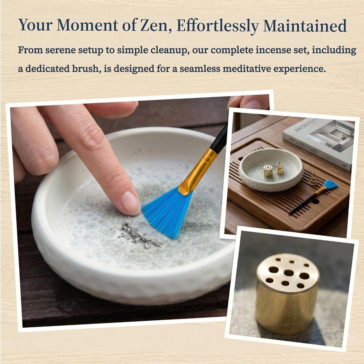 6 Inch Japanese Incense Holder for Stick,Ceramic Handmade White