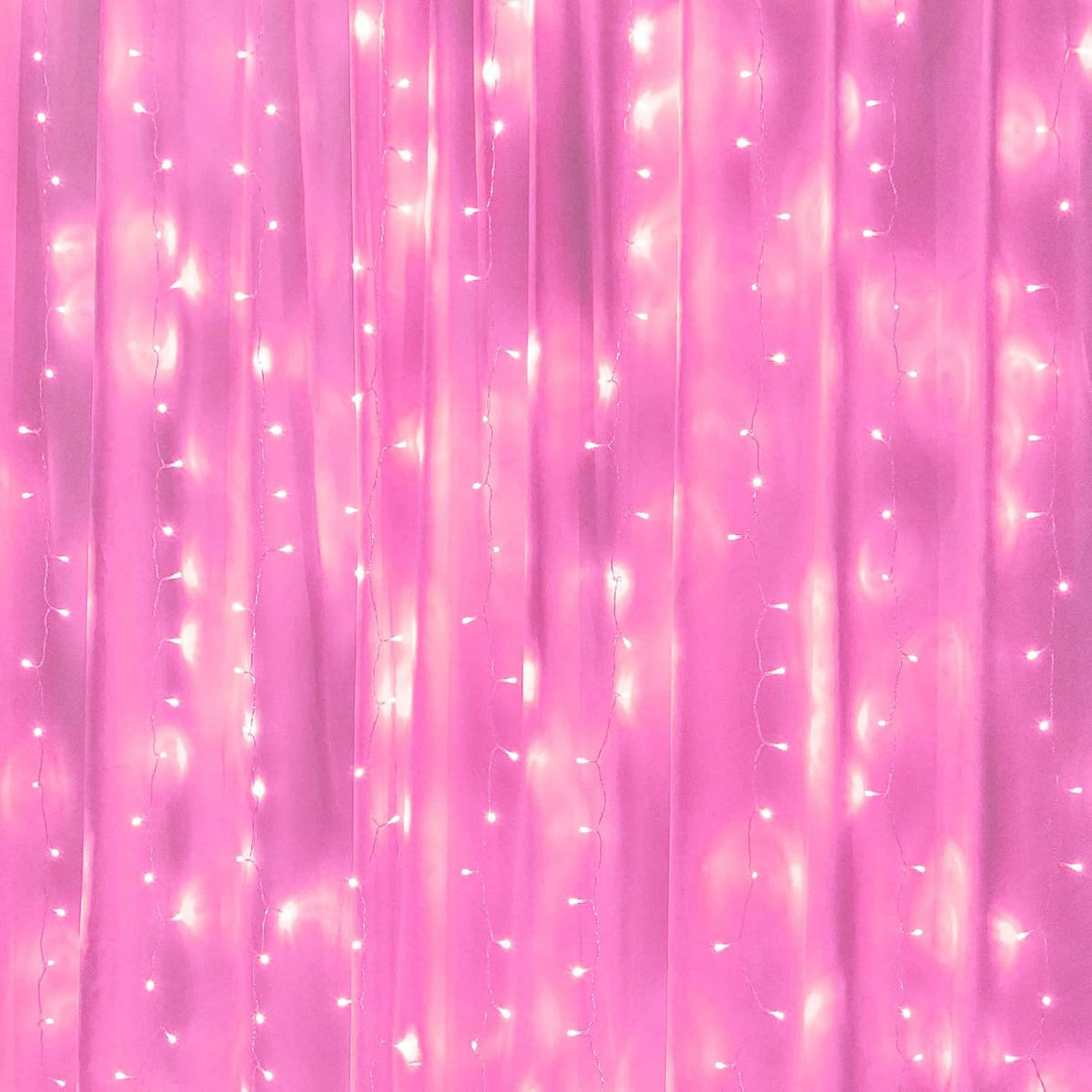 Pink Curtain Lights - 8 Modes LED Fairy String Lights for Windows, Ideal for Christmas, Valentine's Day, Weddings, Party Room Decor