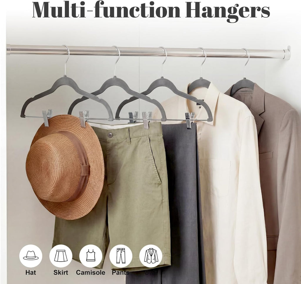 HOUSE DAY Velvet Skirt Hangers 12 Pack, Gray Velvet Pant Hangers