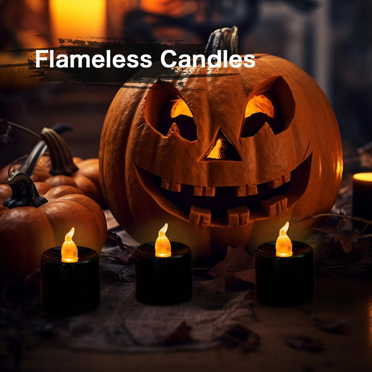 LANKER 24Pack Black Tealights Candles, Flickering Yellow Flameless Candles (Black)