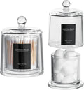 Qtip Holder Apothecary Jars with Lid, 2 Pack Thick Glass, Clear