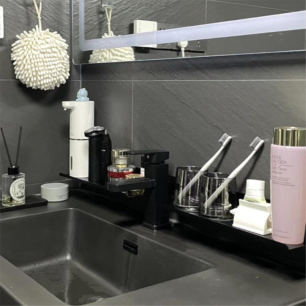 SetGame 24 Inch Metal Sink Shelf for Kitchen Sponge Organizer Holder Over The Faucet - Bathroom Shelf Kitchen Dish Soap Cleaning Brush Holder Organizers Storage Rack Over The Faucet
