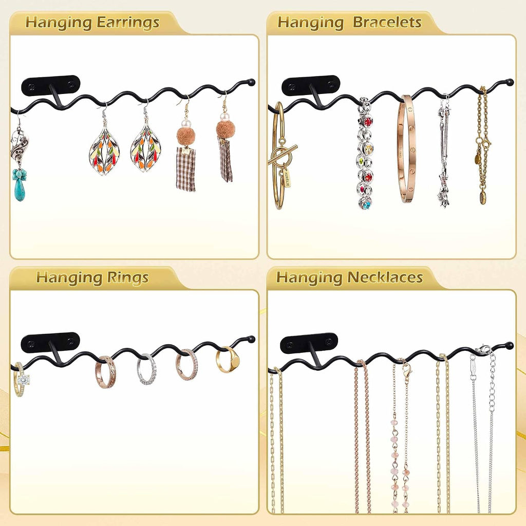 Jewelry Wall Mounted Organizer: 16" Wavy Necklace Storage for Apartment