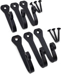 Heavy Duty Cast Iron Wall Hooks – Multi-Purpose hangers for Cast Iron Pots & Pans, Mugs, Towels, Coats, Hats, fireplace, Entryway & More – Rustic Farmhouse Craftsman Décor – Matte Black (6 Pack)