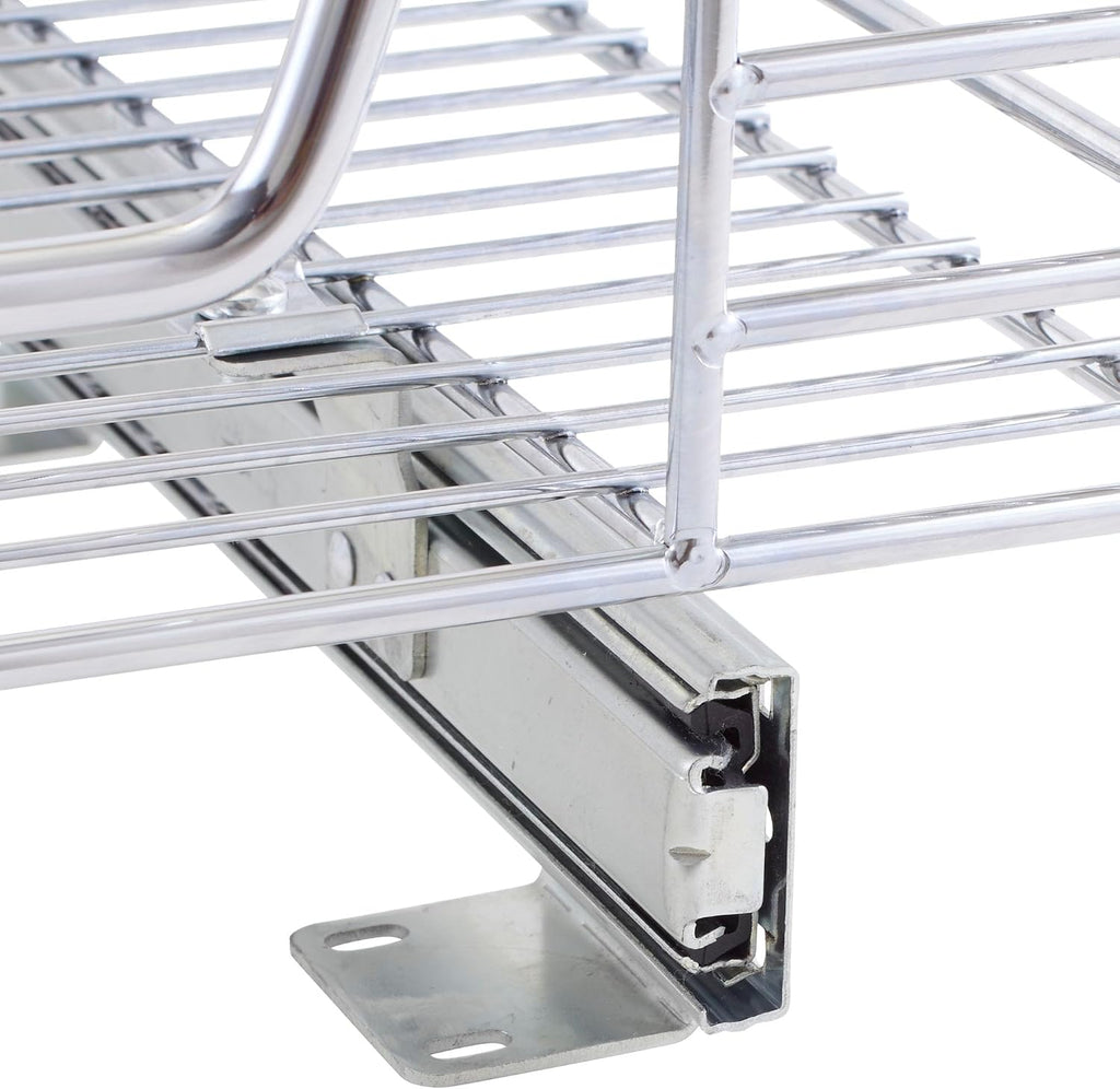 Home Decorators Collection Extra deep Sliding Organizer, 6" Hx20 Wx21 D, Chrome