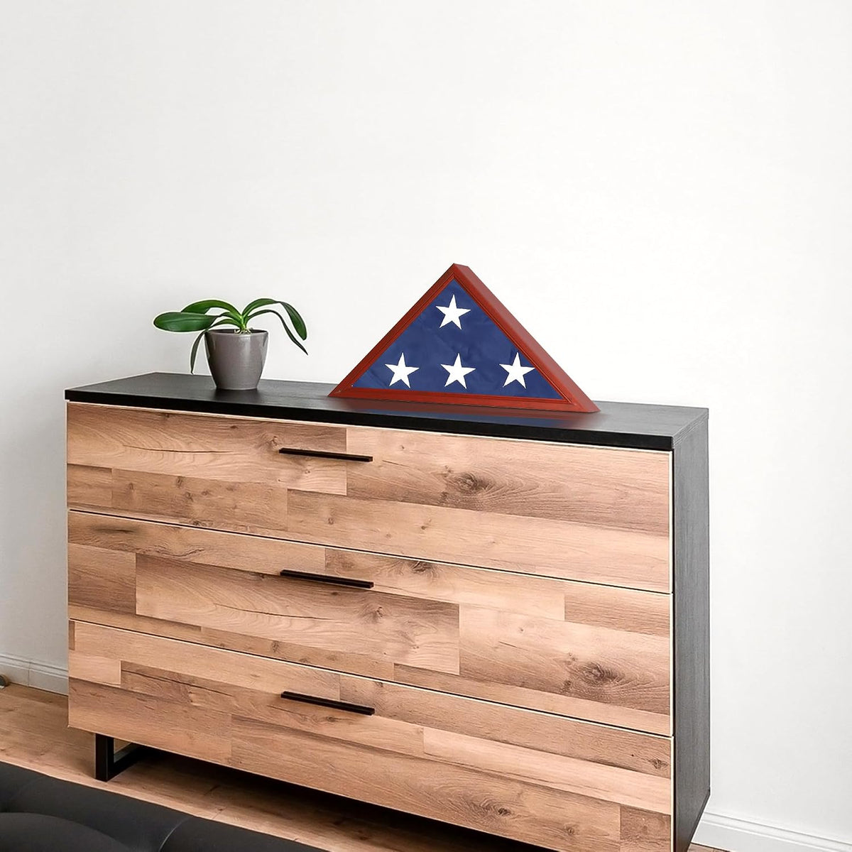 Flag Display Case Shadow Box Frame Holder for 4'x6' Folded Flag, Not for Burial