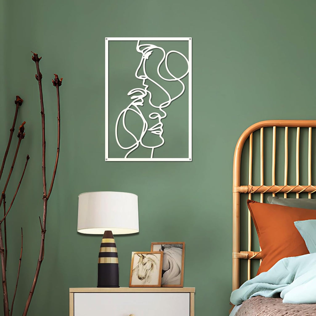 ESTART 3 Pcs Metal Minimalist Line Wall Art, Love Heart Metal Wall Decor