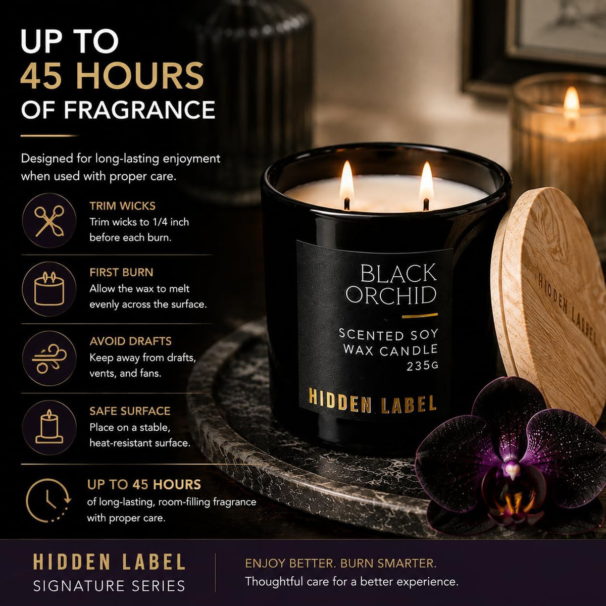 Hidden Label Black Orchid Scented Candle, 8.3 oz