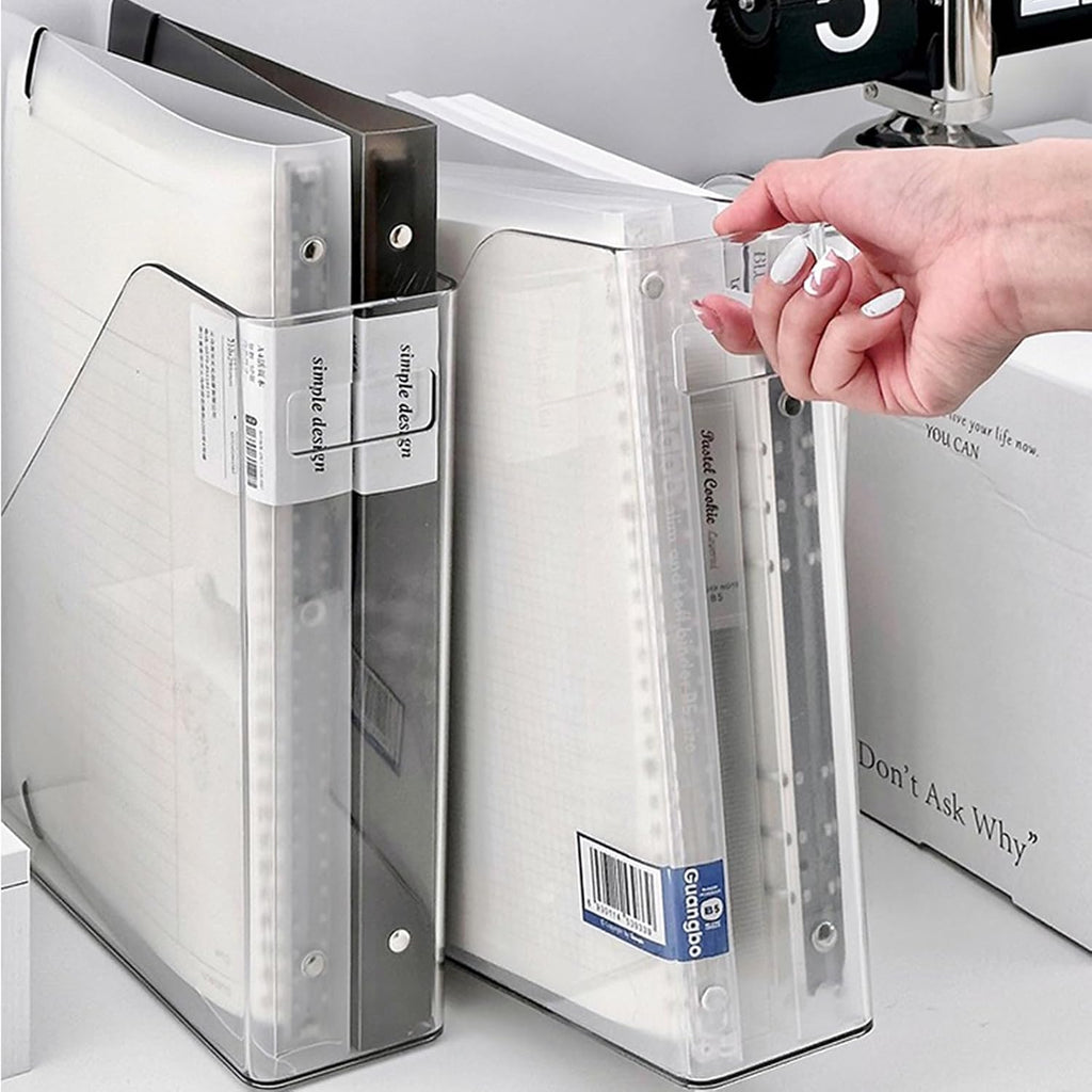 4-Pack Acrylic Vertical Magazine Holder & Book Organizer– Clear Desktop File Storage Rack for Office&Home, Space-Saving Design