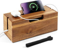 Acacia Cable Management Box, Cord Hider Organizer with Phone Stand, 12" L Cord Box for Power Strip, TV Wires & Desk Cable Storage, Office Under Desk Cable Storage Box for Wire