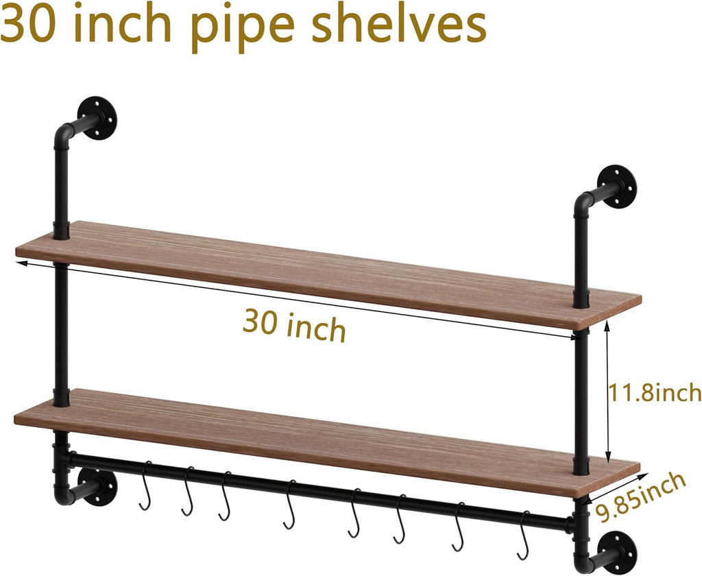 ROGMARS Industrial Pipe Shelving Bathroom Shelves with Towel bar 30 inch