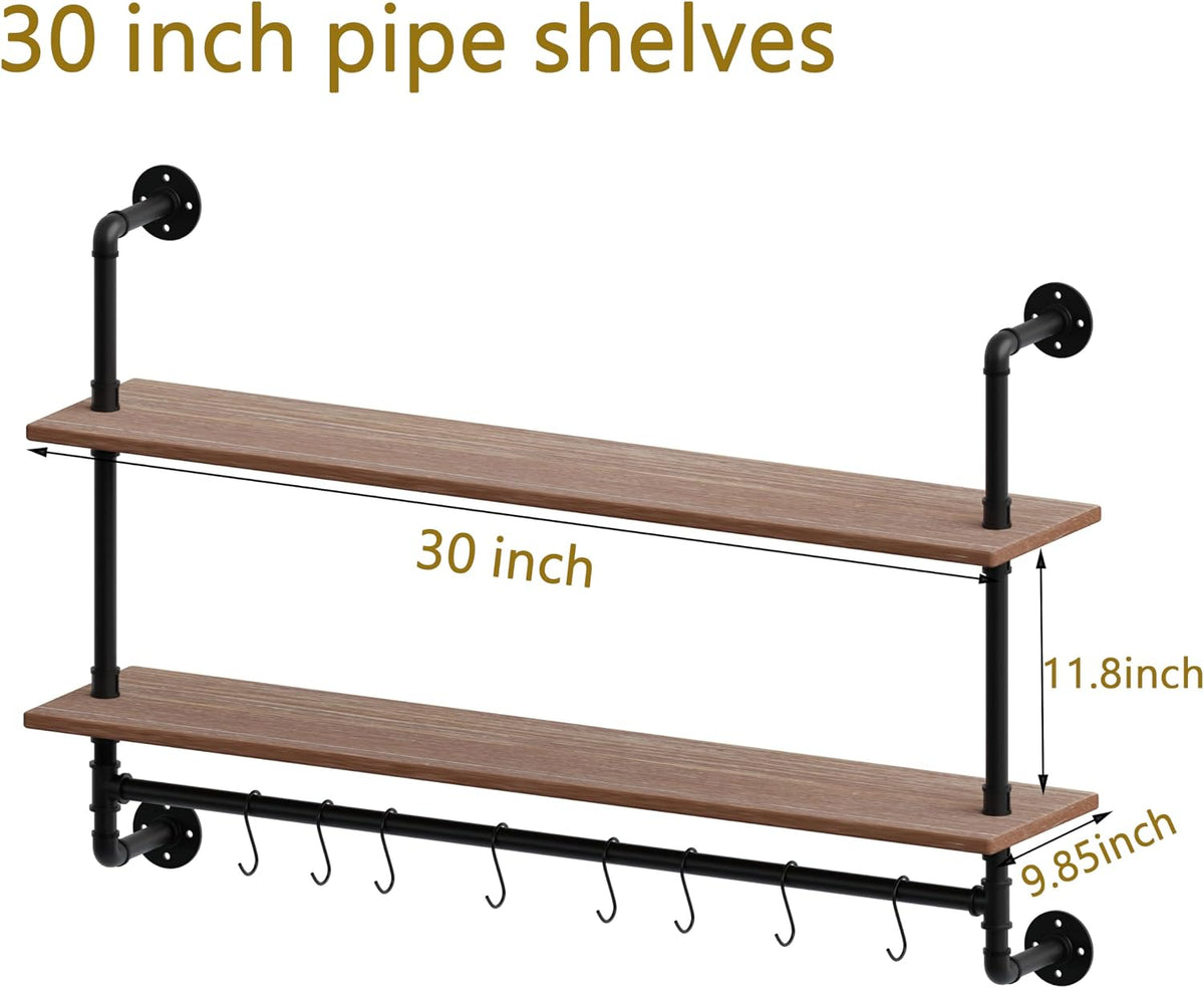 ROGMARS Industrial Pipe Shelving Bathroom Shelves with Towel bar 30 inch