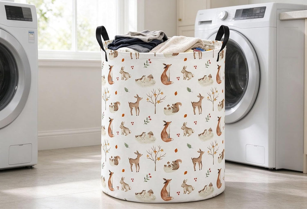 Animal Hamper for Woodland Hamper Cute Storage Bin Room Decor for Home(Autumn animals)
