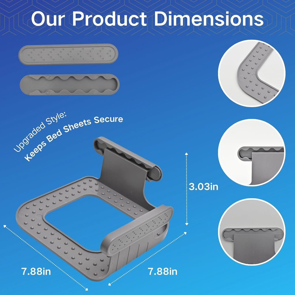 Bed Sheet Holders for Corners, 4Pcs Grey Fitted Sheet Clips