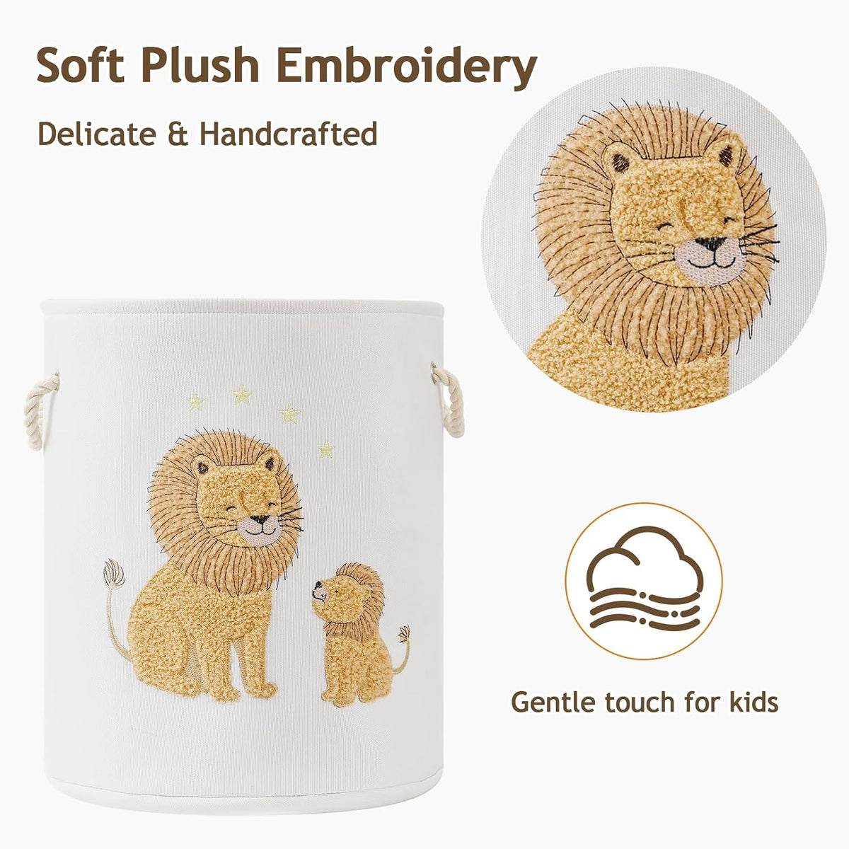 Kids Laundry Basket Baby Hamper for Nursery, 58L Large Dirty Clothes Hampers with Drawstring Closure, Jungle Theme Baby Basket, Stuffed Animal Storage Basket Laundry Hamper, Safari Nursery Decor, Lion