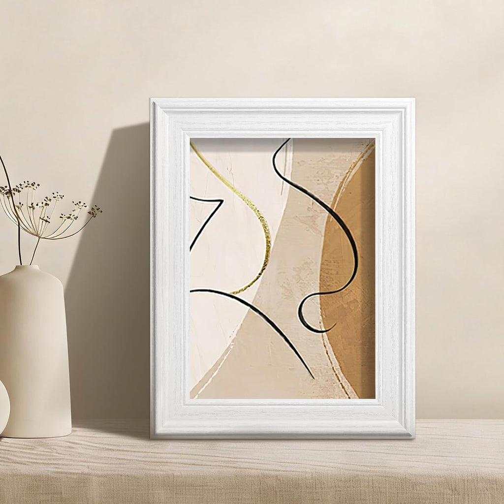 PEALSN 5x7 Picture Frame, Real Glass Front and Black Backboard, White
