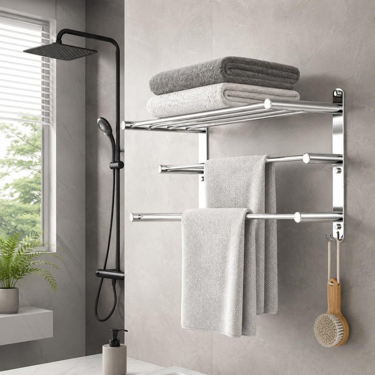 Adjustable Towel Rack for Bathroom Wall Mount 17-30.7inch