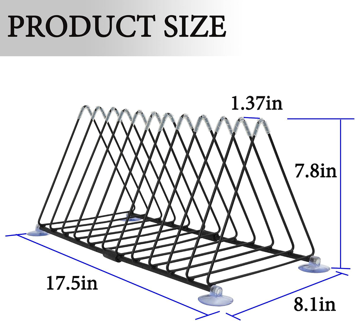 Vinyl Record Holder Storage, 11 Slot Metal Record Stand Magazine Newspaper Album Display Rack Desktop Triangle File Holders for Office Home Black