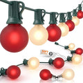 50FT 25 LED Frosted Red and White Christmas Lights Outdoor, G40 Globe Bulbs
