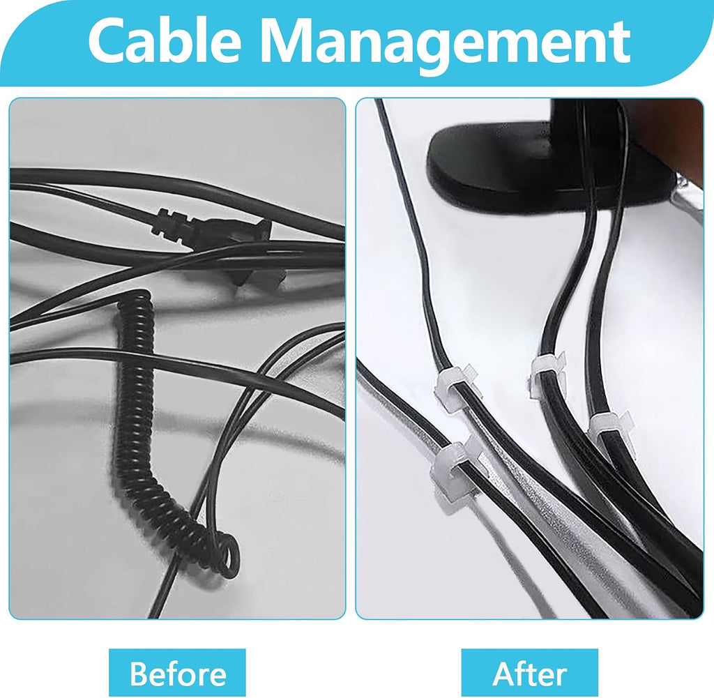 100PCS Cable Clips, Abnii Adhesive Wire Clips Cord Organizer, Large