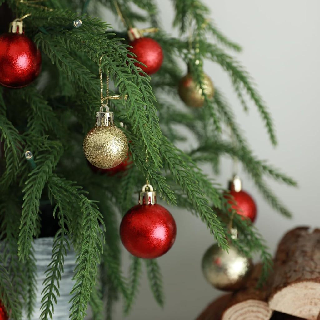 HipTree 30ct 1.18 Inch Red Gold Mini Ornaments, Xmas & Halloween Tree Decor
