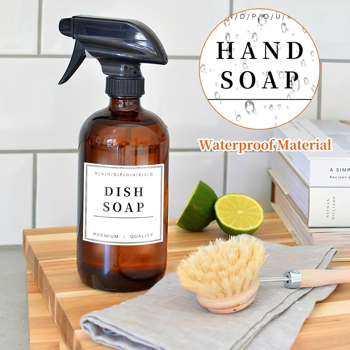 TESWEY 30PCS Waterproof Labels for Bottles, Minimalist Bathroom and Laundry Room Labels Set, Self-Adhesive Labels Stickers for Soap Dispenser and Laundry Jars, Hand Soap Shampoo Conditioner Label