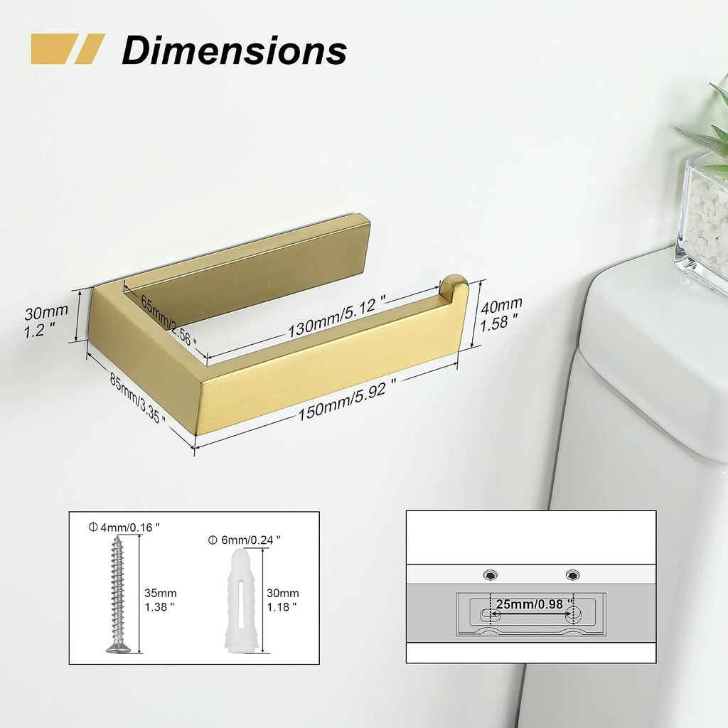 Sayayo Brushed Gold Toilet Paper Holder Wall Mount, RV Toilet Tissue Holder