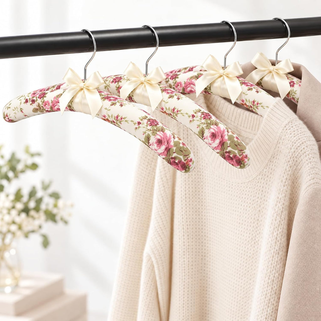 Long Floral Padded Hangers for Women Clothing, Sweaters, Clothes, 10 Pack