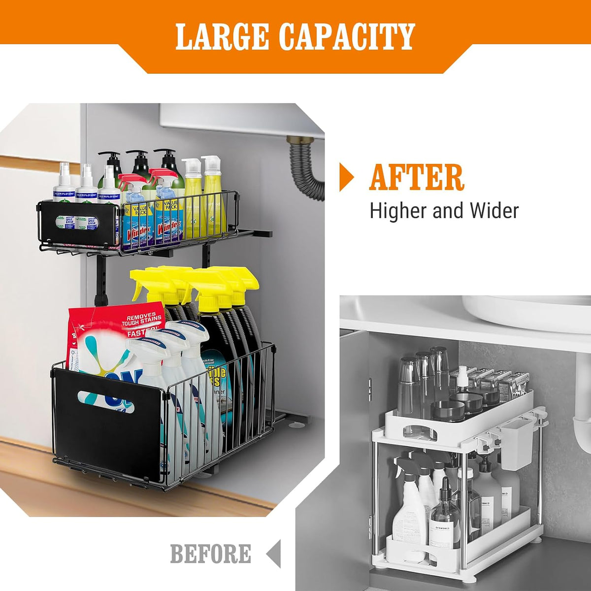 Under Sink Organizers and Storage, 2-Tier Pull Out Cabinet Organizer