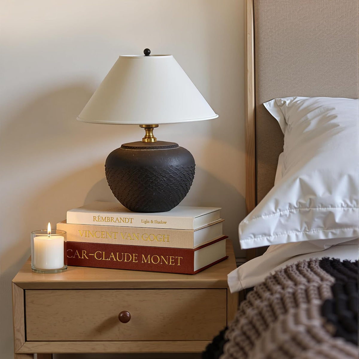 JARLINK Aesthetic Decorative Books, Set of 3 Linen Faux Book Boxes, Brown