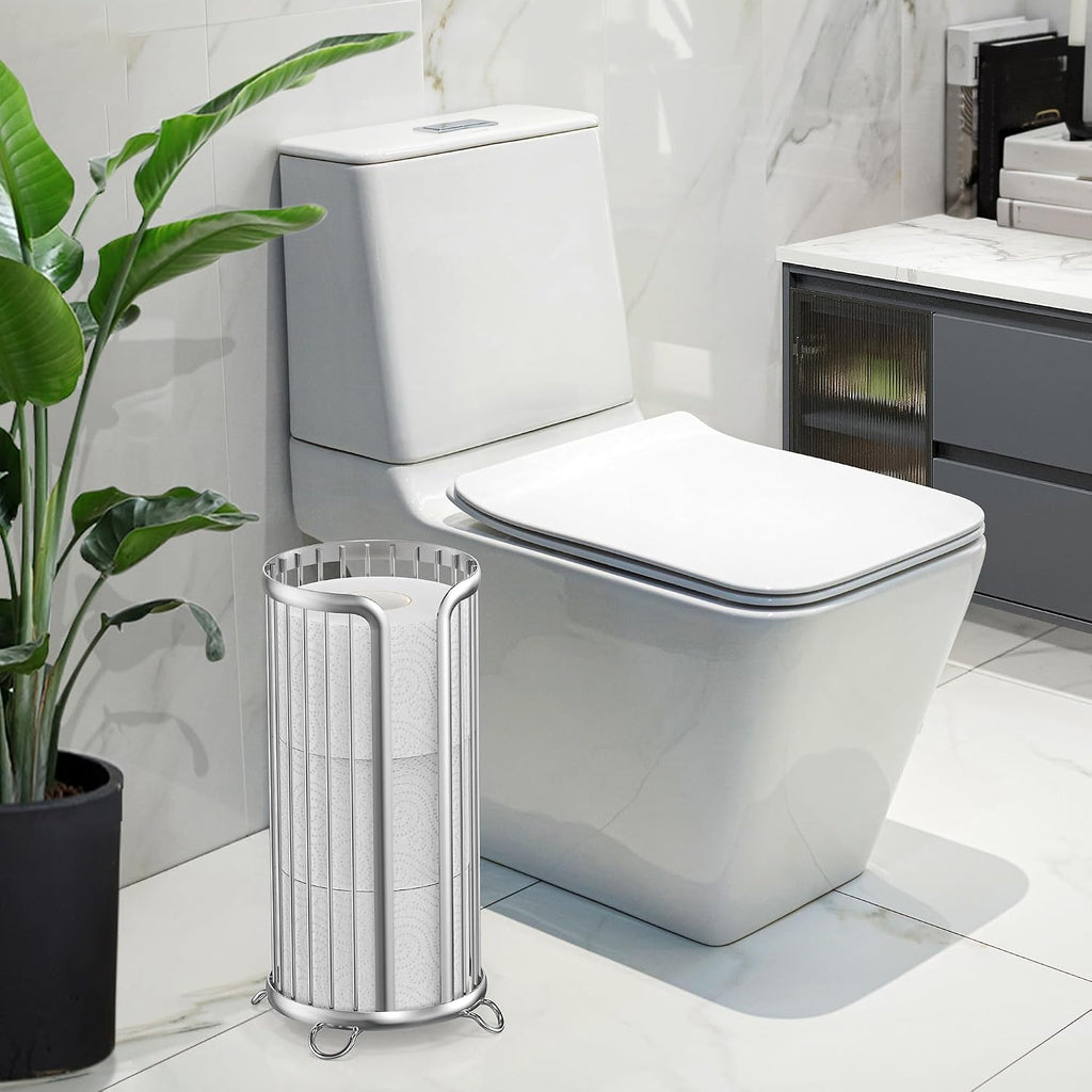 Toilet Paper Holder Stand, Freestanding Toilet Paper Storage,Silver