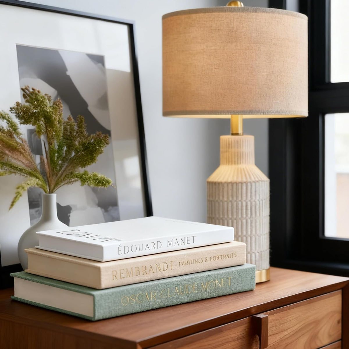 Aesthetic Decorative Books, Set of 3 Linen Faux Book Boxes, Sage