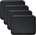 Rozer 4 Pcs Small Boot Tray for Entryway, Black Waterproof Shoe Tray Mat