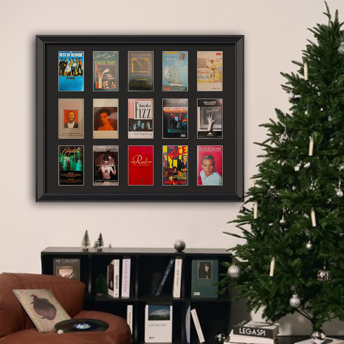 Cassette Tape Storage Shadow Box Display Stand,Cassette Tape Display Frame,Cassette Tape And case Display Frame,15 Cassette Rack Display cabinet,Music Tape Storage Display Rack,Audio Storage Solution.