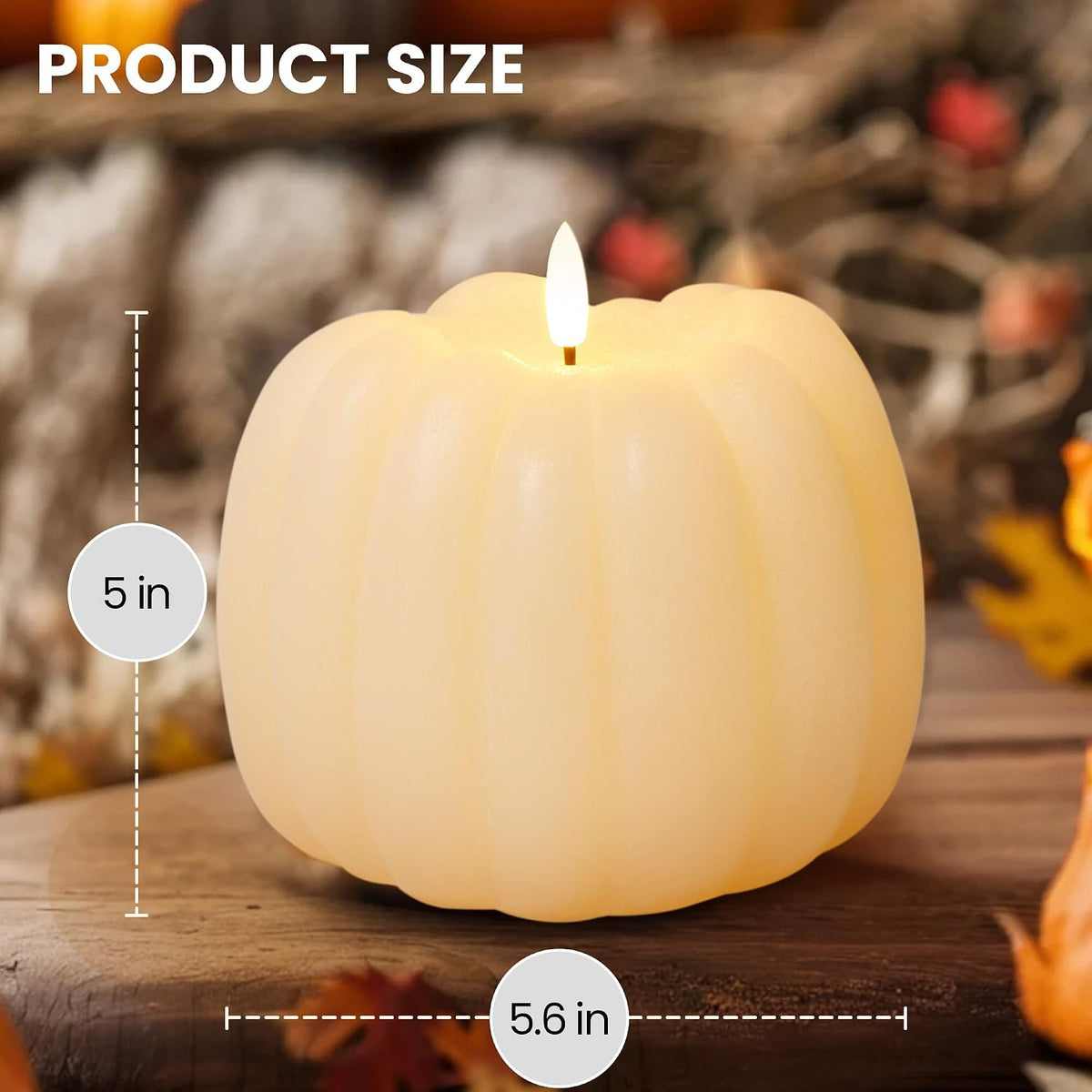 Fall Decor, Fall Decorations for Home, Flameless Pumpkin Candle with Remote