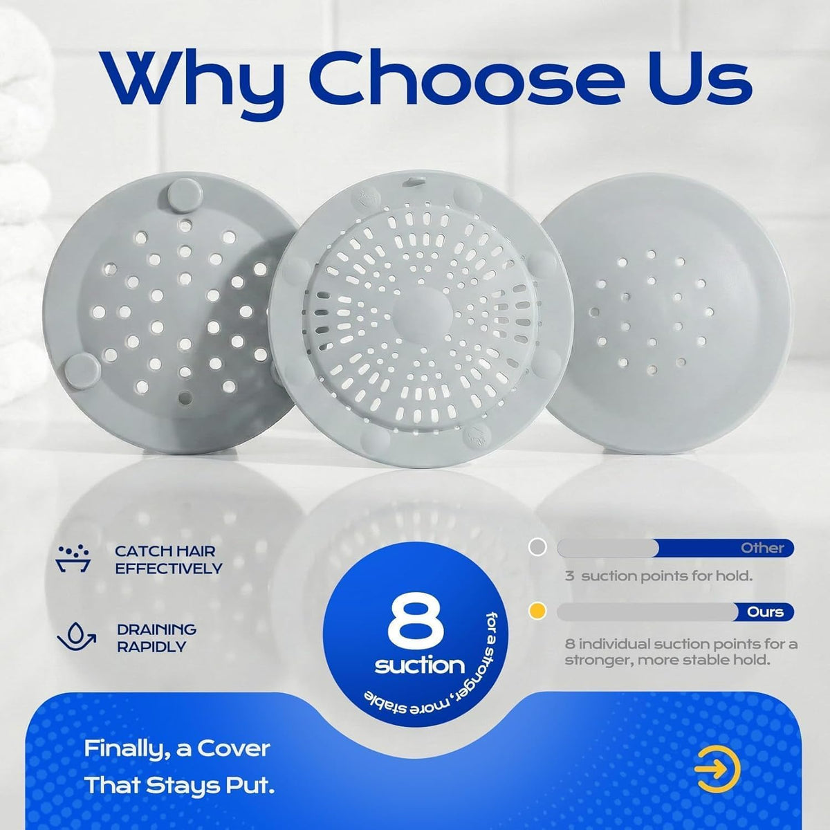 VLM 2 Pack Silicone Shower Drain Hair Catcher,Drain Strainer