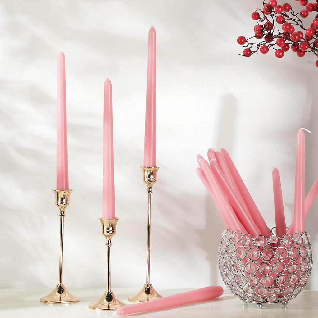 MTLEE 16 Pcs 10 Inch Taper Candle Sticks Smokeless Unscented, Morandi Pink