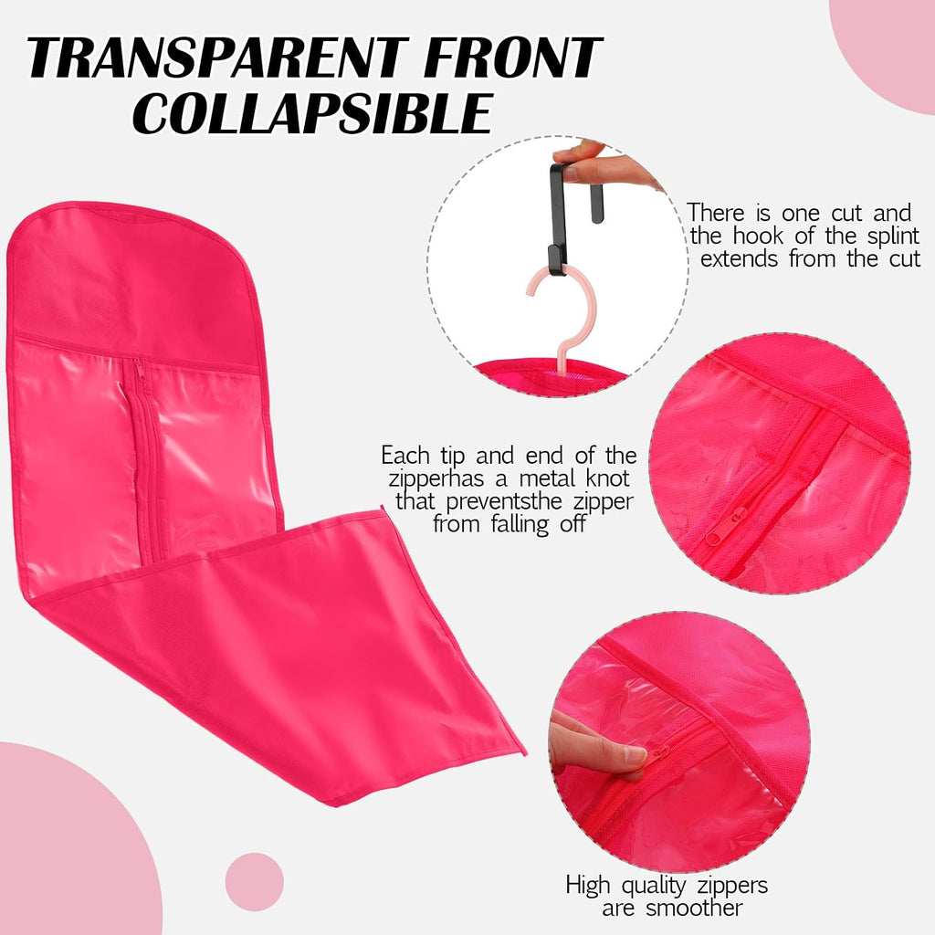 10 Pcs Wig Hangers Rack for Multiple Wigs, Dust-proof Storage Bag, Hot Pink