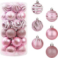 Sattiyrch Christmas Ball Ornaments 30ct, 60mm/2.36" Shatterproof Plastic Decorative Xmas Balls Ornaments Set (Pink)