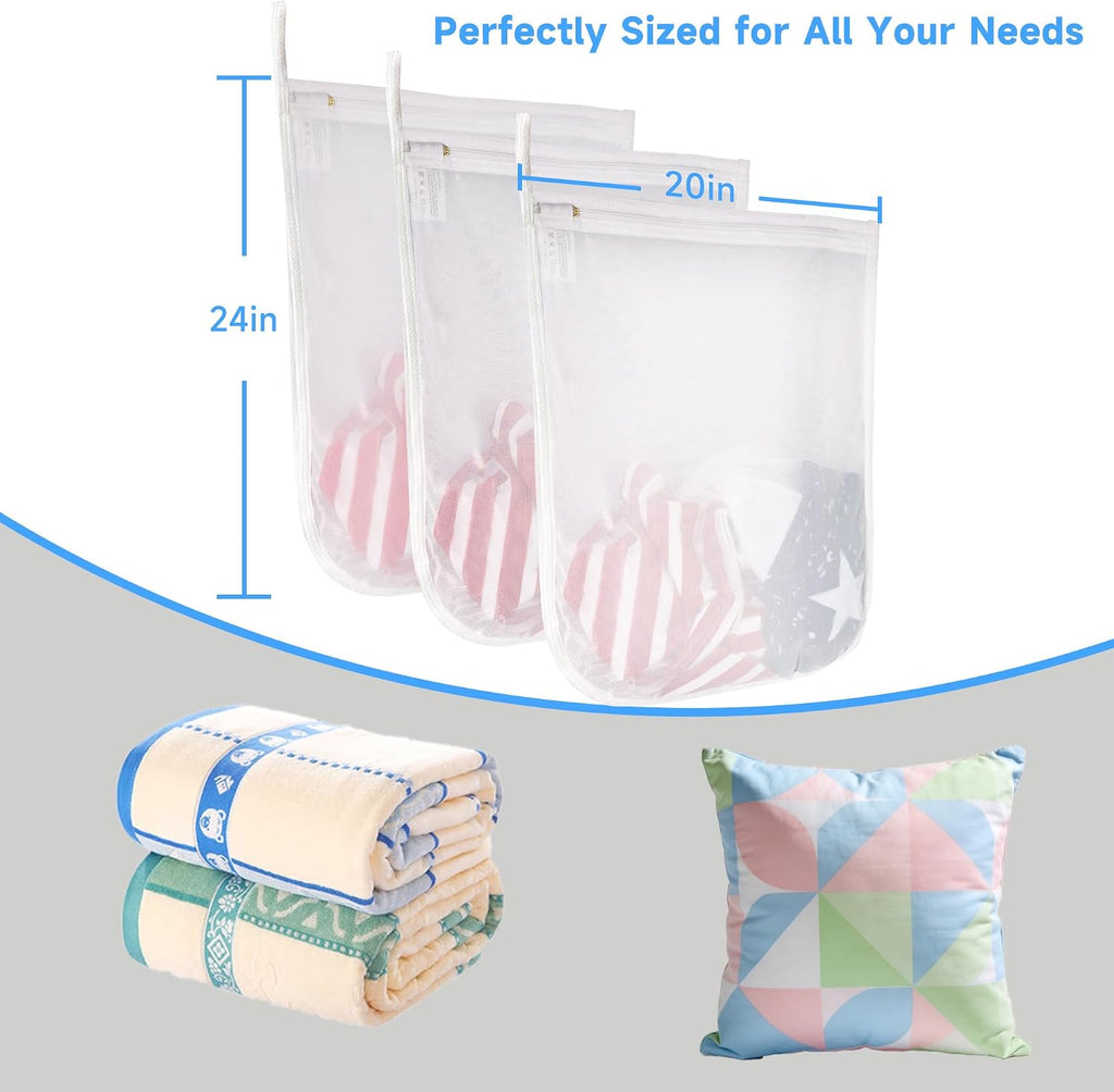 GOGOODA 3 Pack Delicates Laundry Bags, Fine Mesh Wash Bag with Hanging Loop