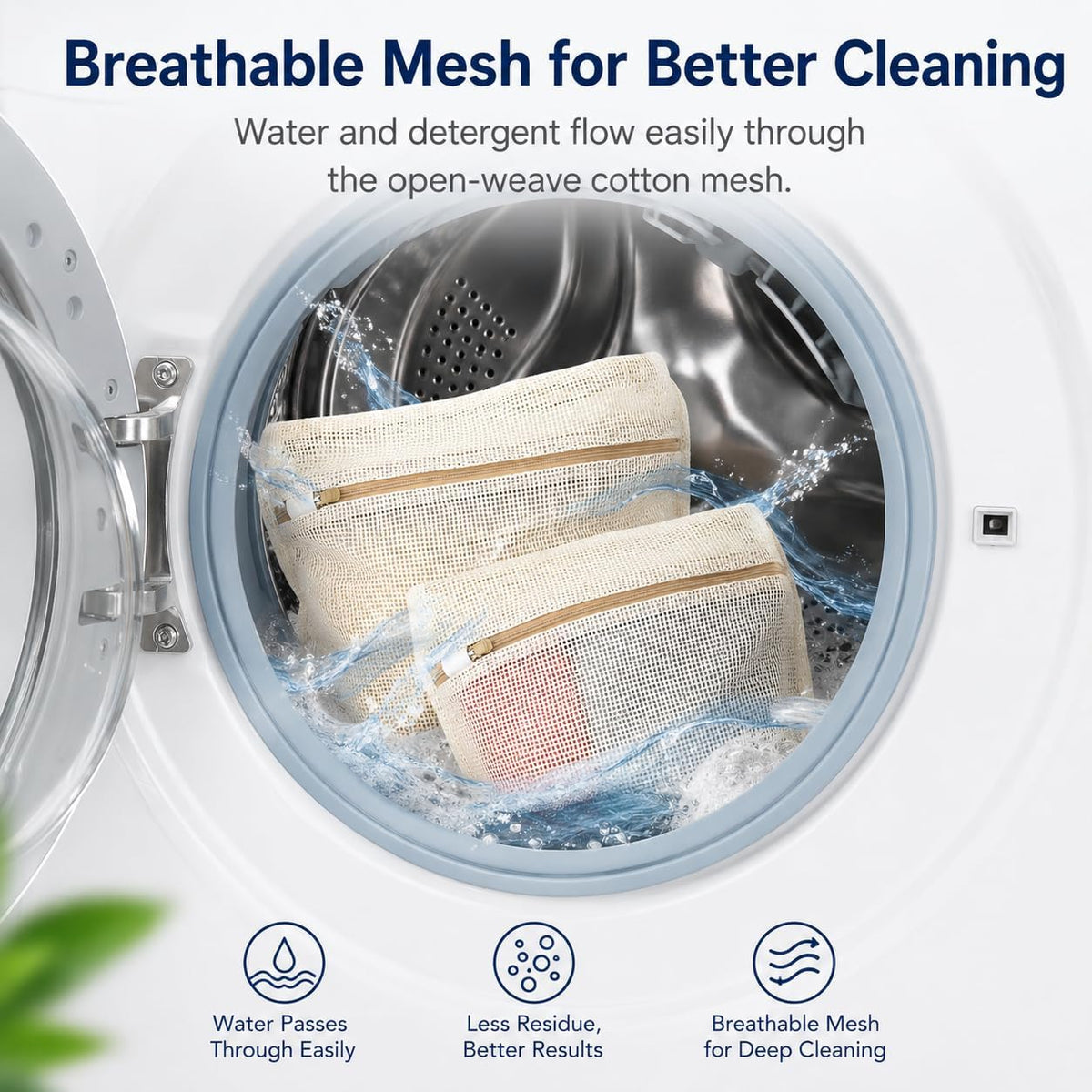 IMIKEYA Mesh Laundry Bags for Delicates, 4 Pack Cotton Zippered Wash Bags in 4 Sizes for Bras, Underwear, Socks, Sweaters, Baby Clothes, Travel and Dorm Organization