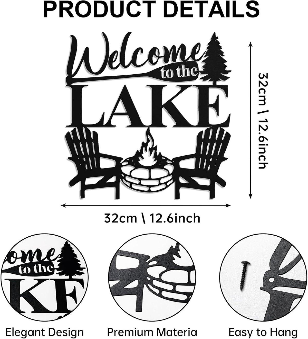 Hnatzu Welcome to The Lake Wall Art,Rustic Lake Life Metal Decor for Cabin or Porch,Vintage Style Housewarming Gift for Lake Home Owners