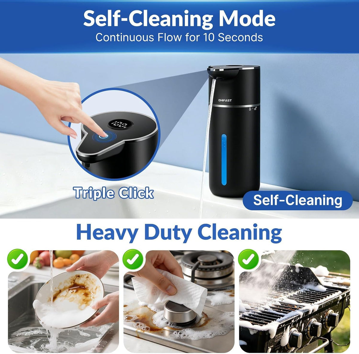 Automatic Liquid Soap Dispenser Touchless,6-Level Adjustable,USB Rechargeable Smart Soap Dispenser,16.9oz/500mL Compatible with Thick Thin Dish/Hand Soap for Bathroom Accessories Kitchen Sink-Black