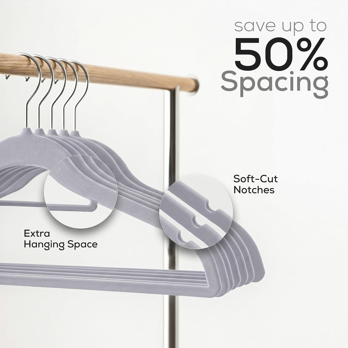 Utopia Home Velvet Hangers 20 Pack – Premium Hangers with Tie Bar - Grey